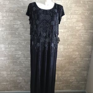 Adrianna Papell Navy Blue Beaded Gown Size 22W